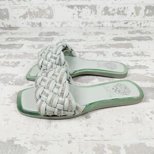 NEW Vince Camuto Belmiya Metallic Blue Beaded Braided Sandals O251